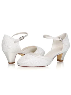 Chaussures mariée talon carré boucle réglable