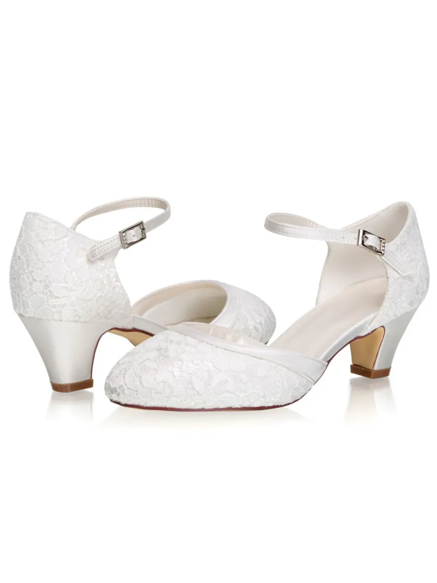 Chaussures mariée talon carré boucle réglable