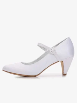 Chaussures mariée à talon carré à bout rond escarpins femme