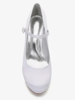 Chaussures mariée à talon carré à bout rond escarpins femme