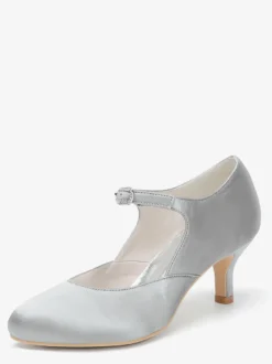 Chaussures Mary Jane en satin à bout rond et talon chaton