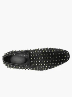 Chaussures Mocassins Pour Hommes Rivets Slip-on Bout Carré Tige En Micro Suède