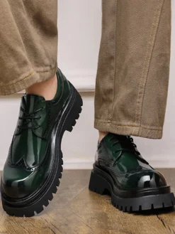 Chaussures Oxford noires pour hommes bout rond lacets décontractées