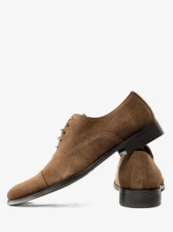 Chaussures Oxford pour hommes en cuir de vachette bout rond lacets chaussures habillées formelles