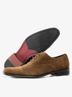 Chaussures Oxford pour hommes en cuir de vachette bout rond lacets chaussures habillées formelles