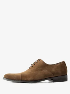 Chaussures Oxford pour hommes en cuir de vachette bout rond lacets chaussures habillées formelles