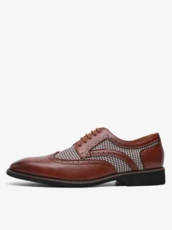 Chaussures Oxford pour hommes bout rond patchwork lacets.