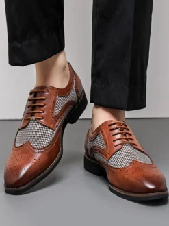 Chaussures Oxford pour hommes bout rond patchwork lacets.