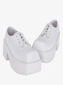 chaussures épaisses gothiques Lolita noires en cuir PU à bout rond Lolita