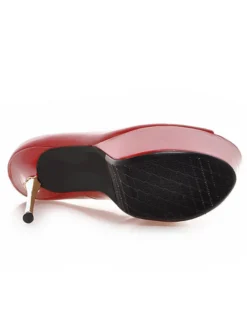 Chaussures sexy femme or bout ouvert talon aigu plateforme en PU verni