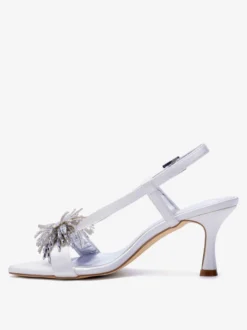 Chaussures à talons hauts pour invitée de mariage sandales de mariée à bout ouvert ornées de strass