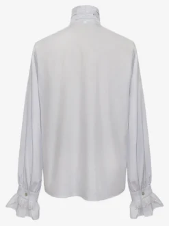 Chemise blanche rétro steampunk pour homme manches longues col montant style victorien/renaissance poète poux