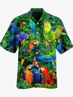 Chemise décontractée homme chic imprimé vert chemises Vacances
