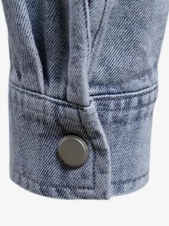 Chemise Décontractée Manches Longues Hommes Couleur Unie Coupe Cintrée En Denim