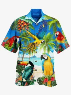 Chemise Décontractée Pour Homme Chic Imprimé Jaune Vacances