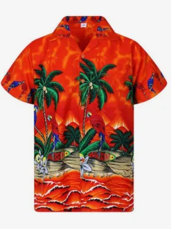 Chemise Décontractée Pour Homme Chic Imprimé Jaune Vacances