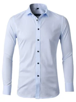Chemise décontractée pour homme Col rabattu Chemises décontractées blanches amovibles pour hommes