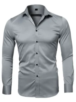 Chemise décontractée pour homme Col rabattu Chemises décontractées blanches amovibles pour hommes