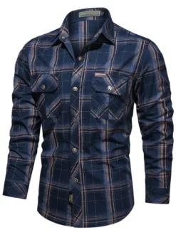 Chemise décontractée pour homme Col rabattu Chic Plaid Hunter Green Chemises pour hommes