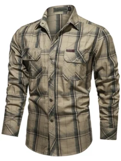 Chemise décontractée pour homme Col rabattu Chic Plaid Hunter Green Chemises pour hommes