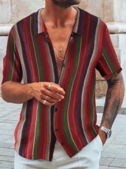 Chemise décontractée pour Homme Collier Remudiques Classic imprimé Rouge Hommes pour hommes