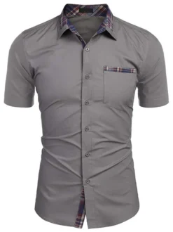 Chemise décontractée pour homme Col rabattu Casual Bloc de couleur amovible Hunter Green Chemises pour hommes