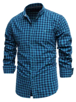 Chemise décontractée pour hommes Col rabattu Chic Plaid Rouge Chemises pour hommes