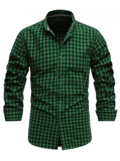 Chemise décontractée pour hommes Col rabattu Chic Plaid Rouge Chemises pour hommes