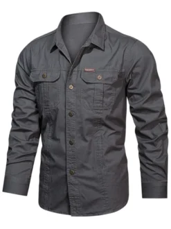 Chemise décontractée pour hommes Col rabattu Chic Gris Chemises pour hommes