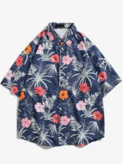 Chemise décontractée Vacances homme Chic imprimé chemises noires