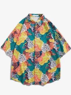 Chemise décontractée Vacances homme Chic imprimé chemises noires