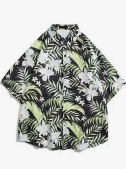Chemise décontractée Vacances homme Chic imprimé chemises noires