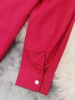 Chemise fuchsia oversize à boutons pour femme coupe ample manches longues ourlet arrondi blouse décontractée