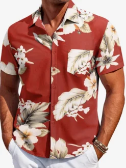 Chemise hawaïenne à manches courtes pour homme imprimée numériquement en 3D idéale pour les vacances à la plage