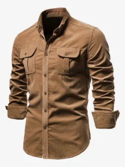 Chemise Homme En Coton Coupe Cintrée Décontractée À Manches Longues