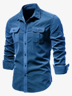 Chemise Homme En Coton Coupe Cintrée Décontractée À Manches Longues