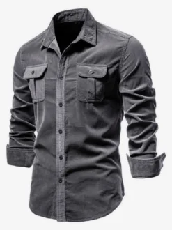 Chemise Homme En Coton Coupe Cintrée Décontractée À Manches Longues