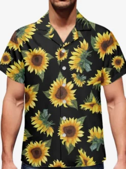 Chemise Hommes Funky Hawaïenne À Manches Courtes Poche Vacances Été Imprimé Plage Décontracté