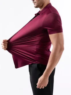 Chemise élastique anti-rides pour homme chemise à manches courtes pour homme