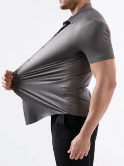 Chemise élastique anti-rides pour homme chemise à manches courtes pour homme