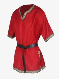 Chemise À Manches Courtes Col En V Rétro Rouge Vintage Homme Bourgogne