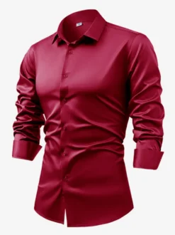 Chemise à manches longues pour homme bouton en cristal style business décontracté et slim