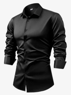 Chemise à manches longues pour homme bouton en cristal style business décontracté et slim