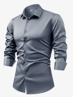 Chemise à manches longues pour homme bouton en cristal style business décontracté et slim