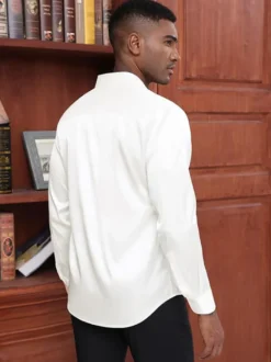 Chemise à manches longues pour homme bouton en cristal style business décontracté et slim
