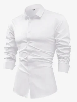 Chemise à manches longues pour homme bouton en cristal style business décontracté et slim