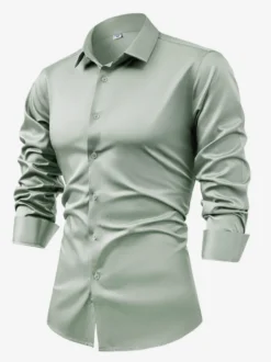Chemise à manches longues pour homme bouton en cristal style business décontracté et slim