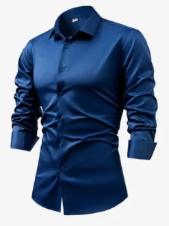 Chemise à manches longues pour homme bouton en cristal style business décontracté et slim