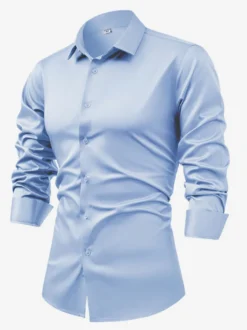 Chemise à manches longues pour homme bouton en cristal style business décontracté et slim