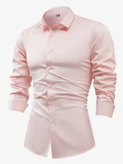 Chemise à manches longues pour homme bouton en cristal style business décontracté et slim